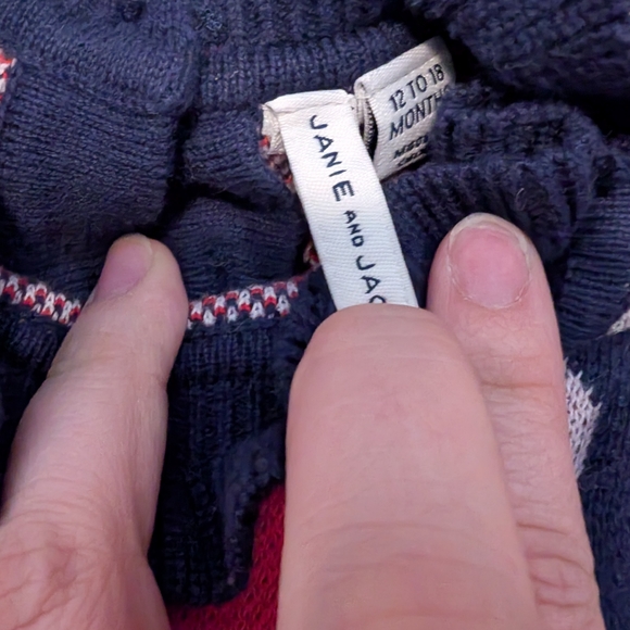 Janie and Jack Heart Pattern Sweater - Navy, Red, and White - Picture 5 of 7